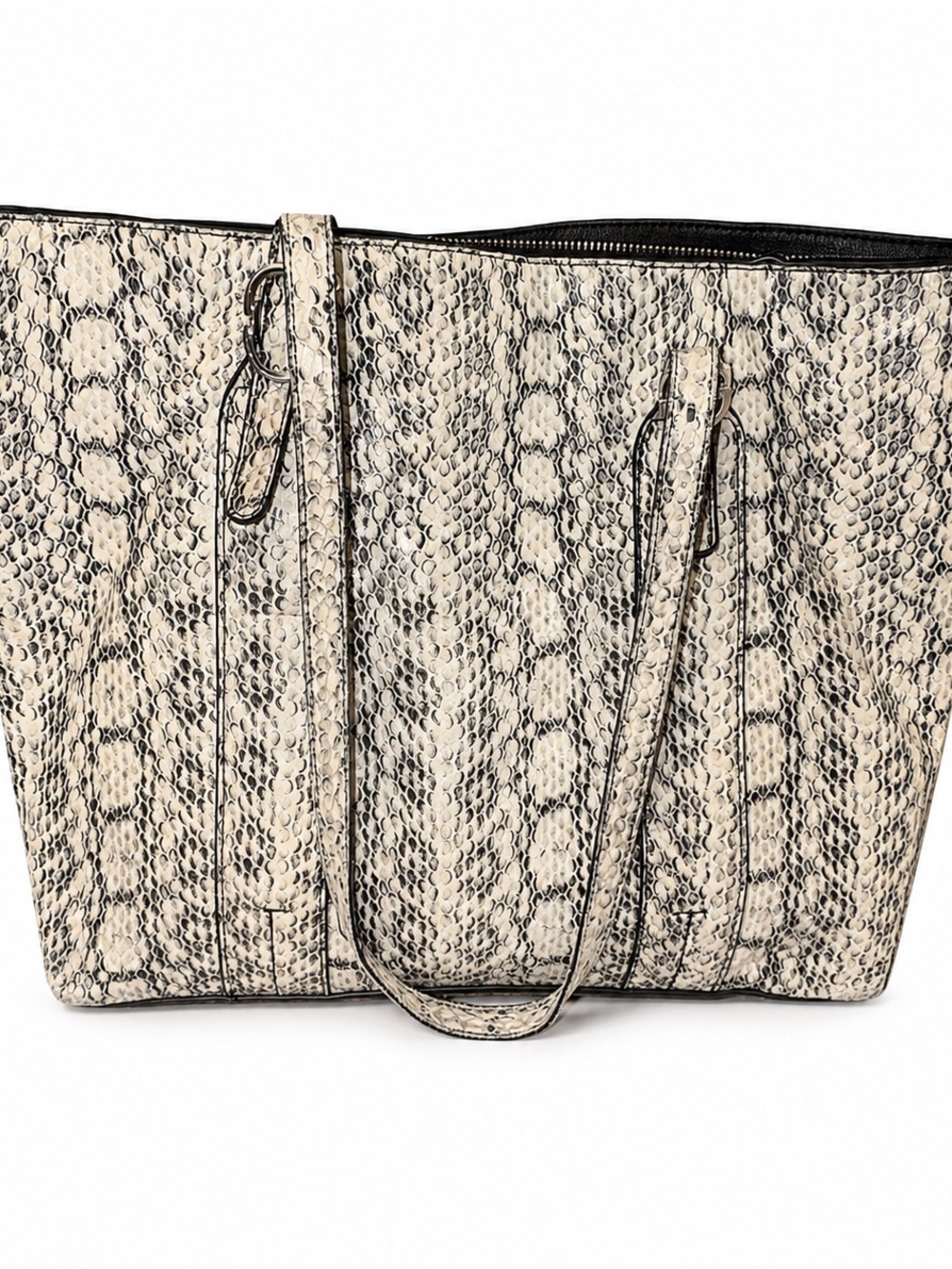 Alfani Beige and Black Snake-Print Tote